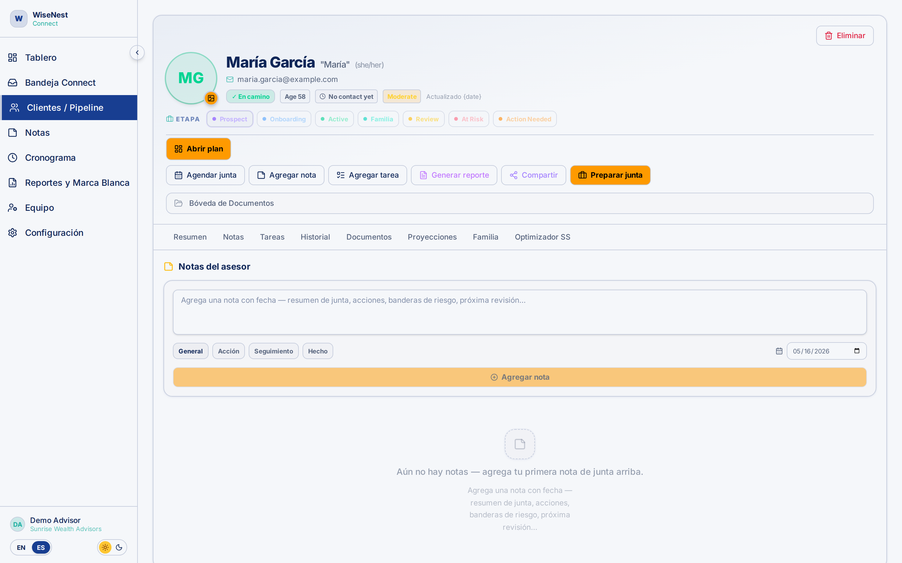 Perfil y Notas del Cliente