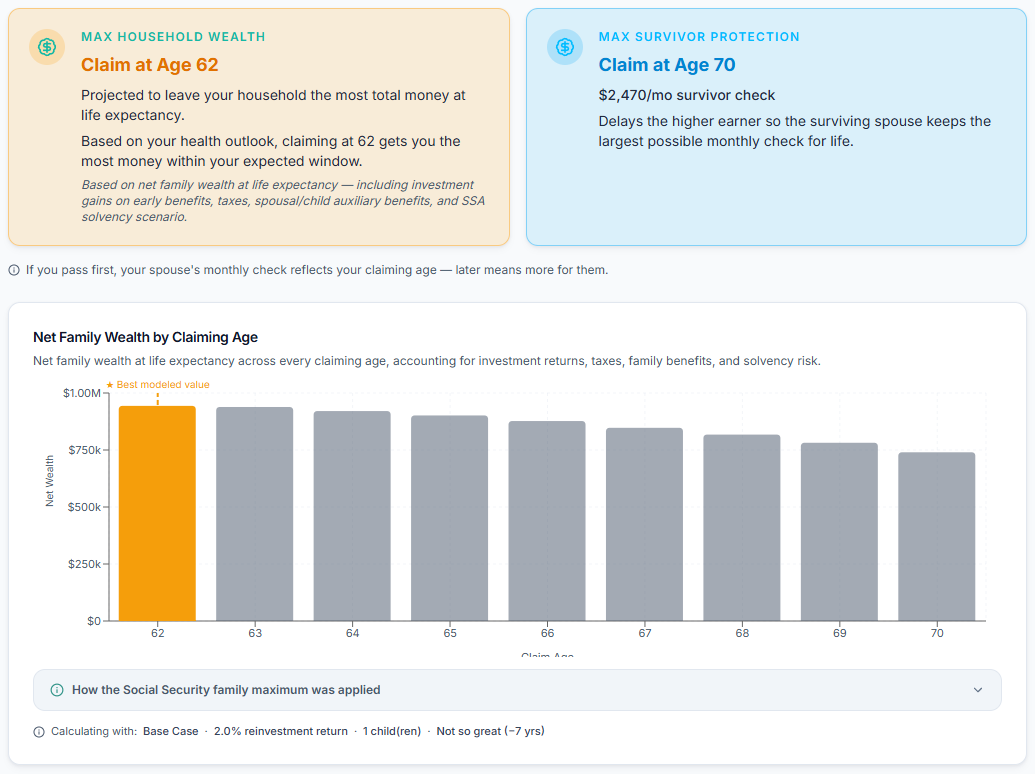 Social Security optimizer
